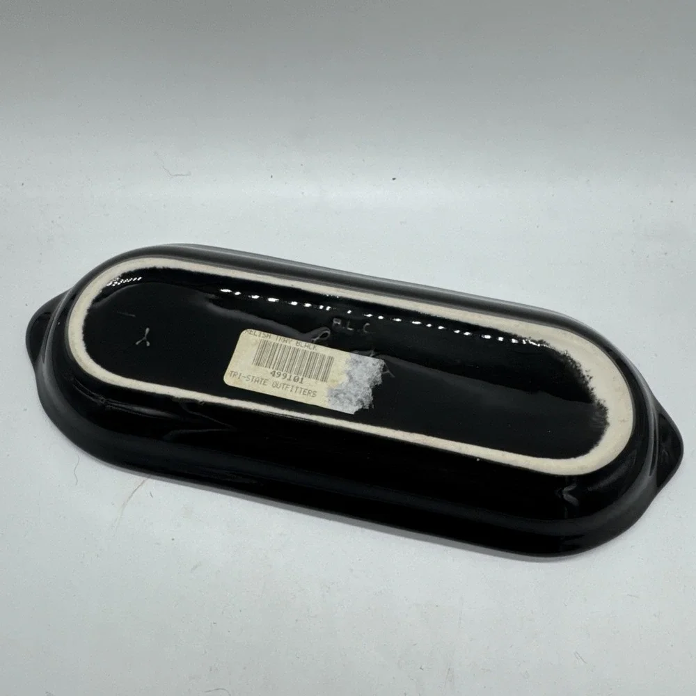 Fiestaware Corn Cob Holder Relish Tray Dish Black Retired Fiesta HLC
